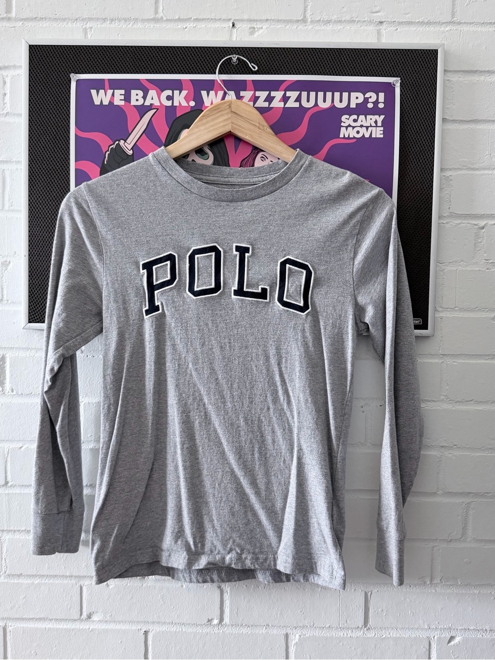 Polo by Ralph Lauren Gray Long-Sleeve Kids Tee with Black Lettering